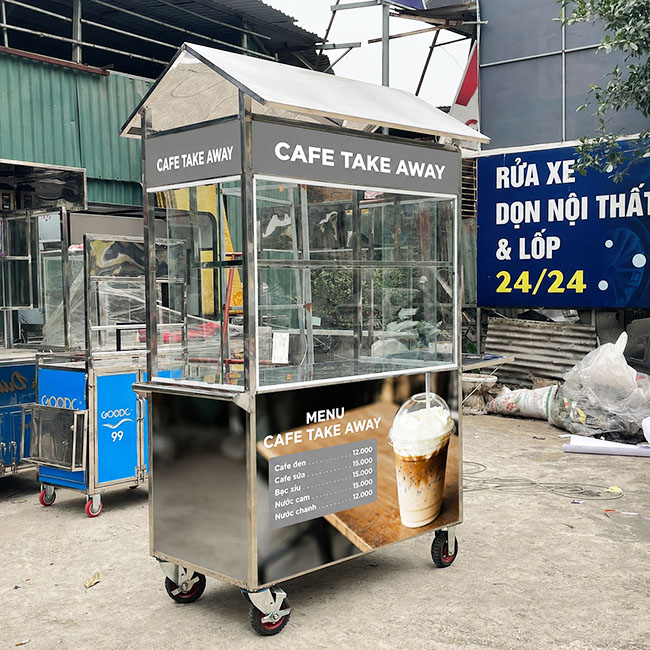 Xe cà phê mái chùa 1m2 tiếp cận khách hàng