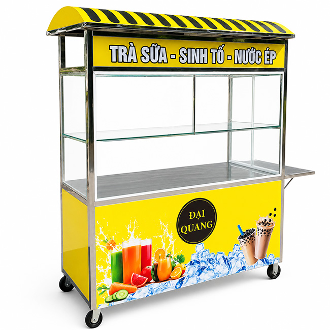 Xe trà sữa mái vòm 1m inox cao cấp