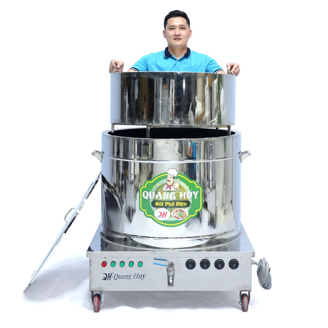 Nồi nấu phở điện 250L hầm xương, nấu nước lèo QHNP-250