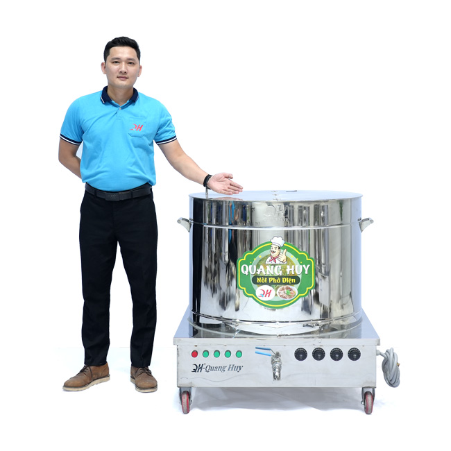 Nồi nấu phở điện 250L hầm xương, nấu nước lèo QHNP-250