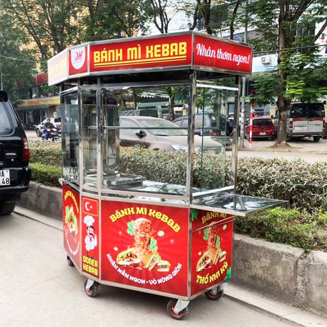 Cấu tạo chi tiết xe đẩy bánh mì Kebab lục giác 1m2