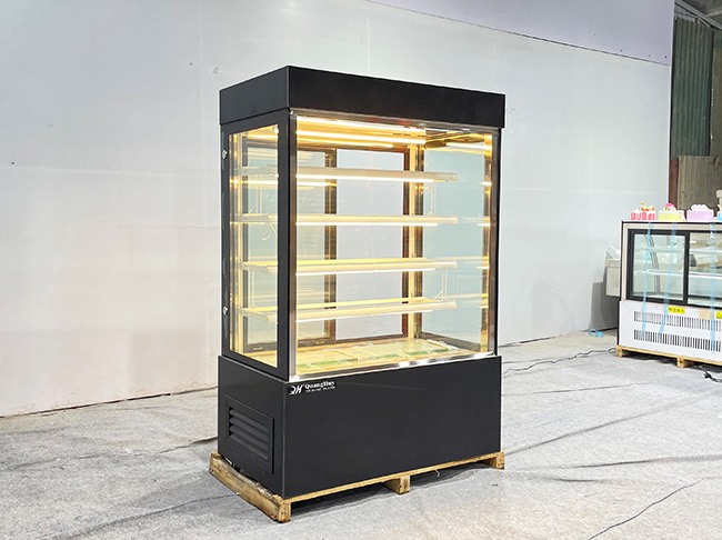 Khung tủ bánh kem 1m2 5 tầng kính vuông chắc chắn