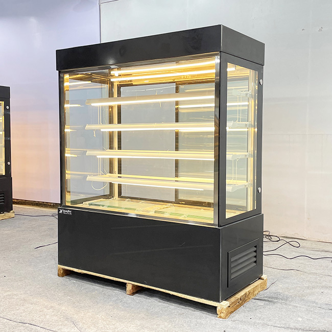 Kính Low-E tủ bánh kem 1m5 5 tầng kinh vuông