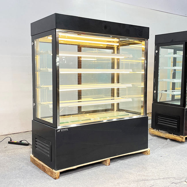Lắp đặt tủ trưng bày bánh kem 1m5 5 tầng kính vuông