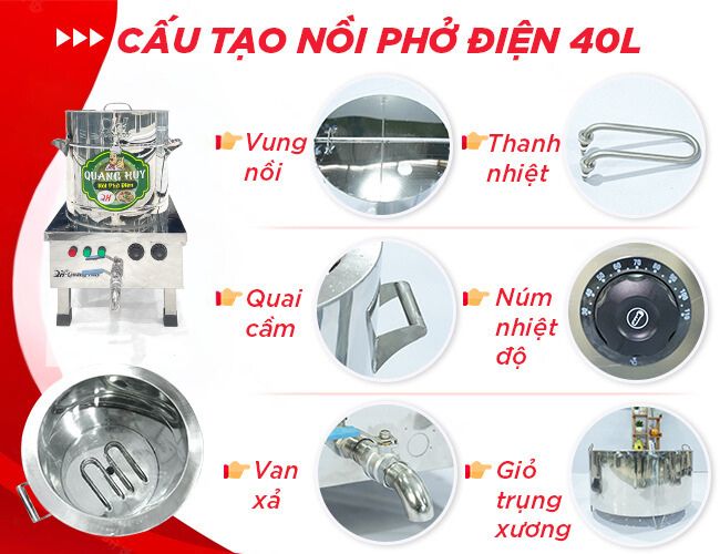 Cấu tạo nồi phở 40l