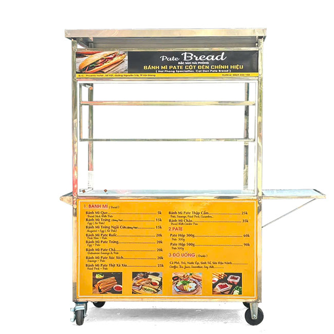 Xe bánh mì Pate mái chùa 1m2 PT1200-C