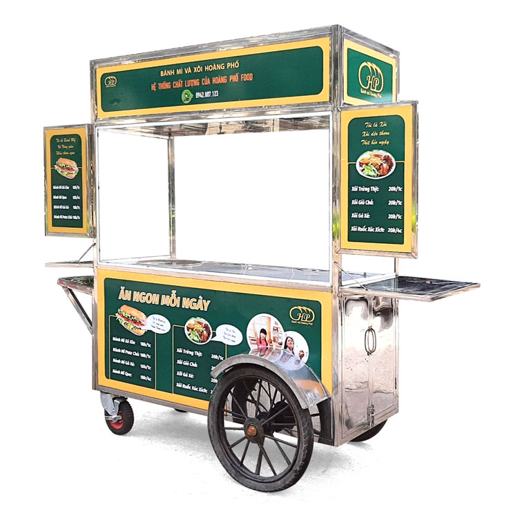 Xe bán xôi bánh mì mái bằng 2m XBX2.0-MB