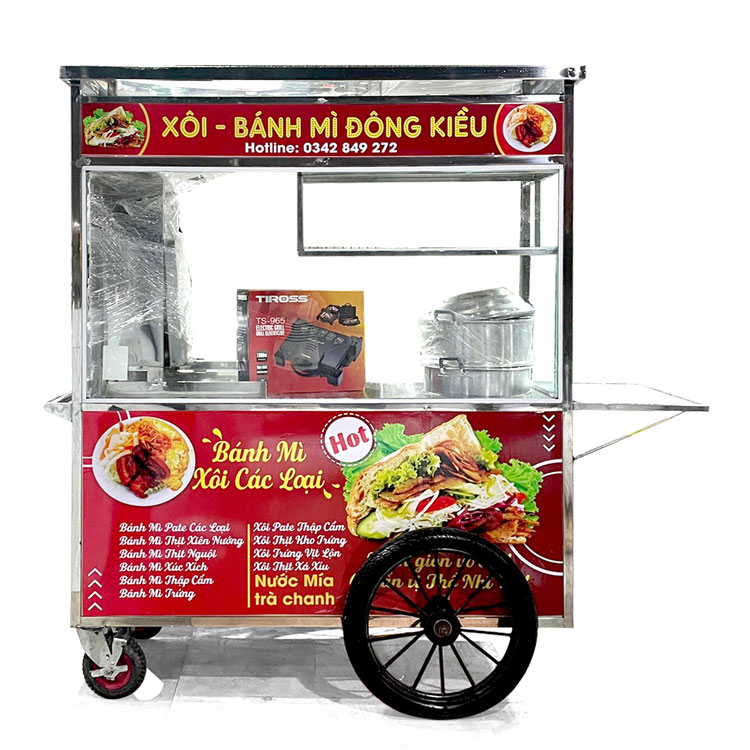 Xe bán xôi bánh mì mái bằng 1m2 X1200-B