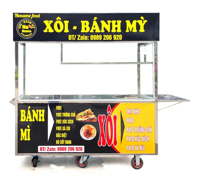 Xe bán xôi bánh mì mái bằng 1m8 có gì khác biệt