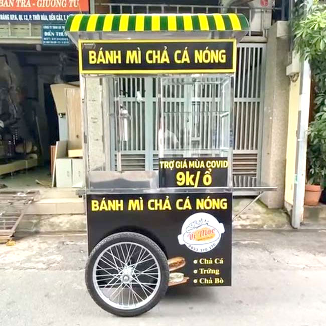Xe bánh mì Chả Cá mái vòm 1m2 XBM-CC1.2