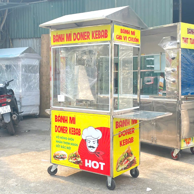 Xe bánh mì có Lò Nướng mái bằng 90cm phải
