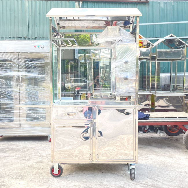 Xe bánh mì mái chùa 90cm tiết kiệm diện tích kinh doanh