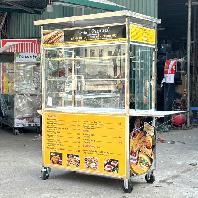Xe bánh mì Pate mái chùa 1m2 PT1200-C