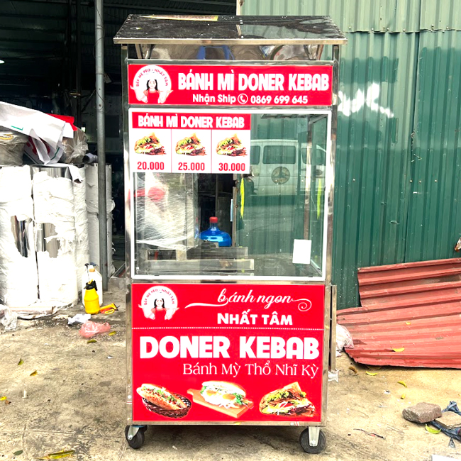 Xe bánh mì Thổ Nhĩ Kỳ 90cm mái chùa thiết kế nhỏ gọn