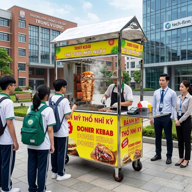Xe bánh mỳ trong khu trường học, văn phòng