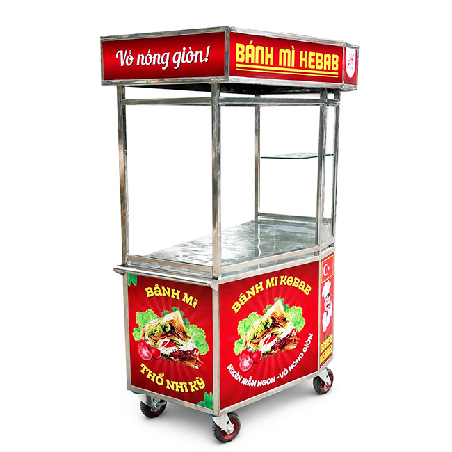 Xe đẩy bánh mì Kebab lục giác 1m2 dễ dàng di chuyển