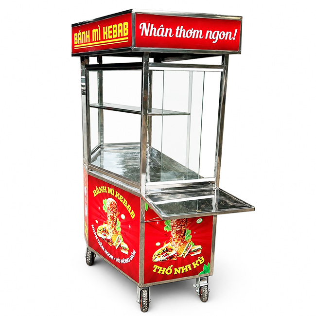 Xe đẩy bánh mì Kebab lục giác 1m2  phù hợp với nhiều người