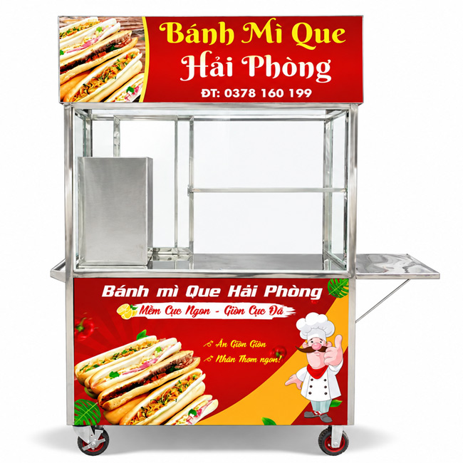 Xe đẩy bánh mì Que mái bằng 1m2 XBM-Q1.2