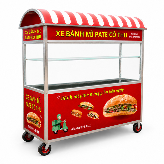Cấu tạo chi tiết xe bánh mì pate mái vòm 2m