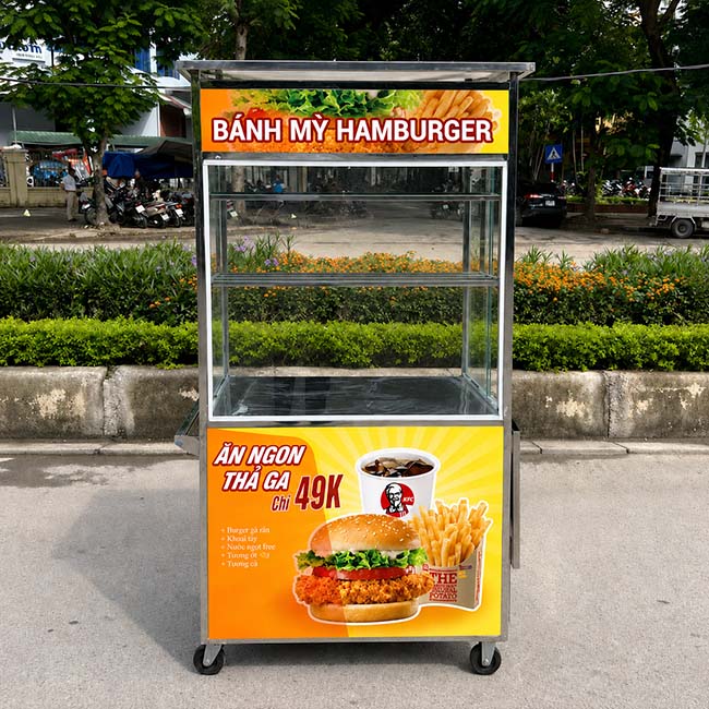 Chi tiết xe hamburger mái bằng 1m2