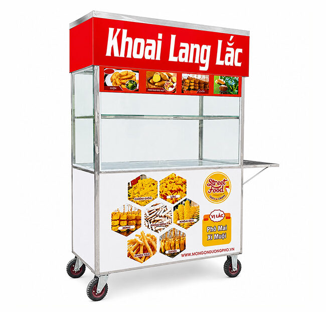 Decak xe bán khoai lăng lắc 1m5 mái bằng