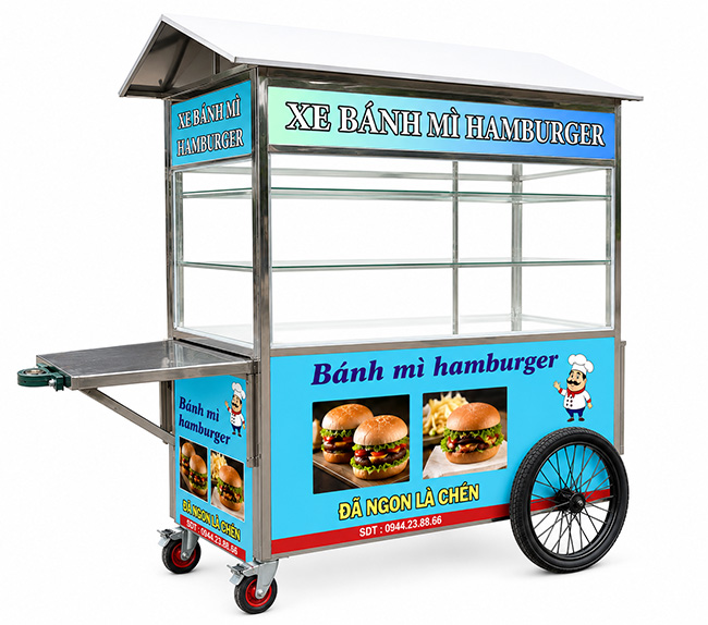Lợi ích xe đẩy bánh mì hamburger mái chùa 1m8