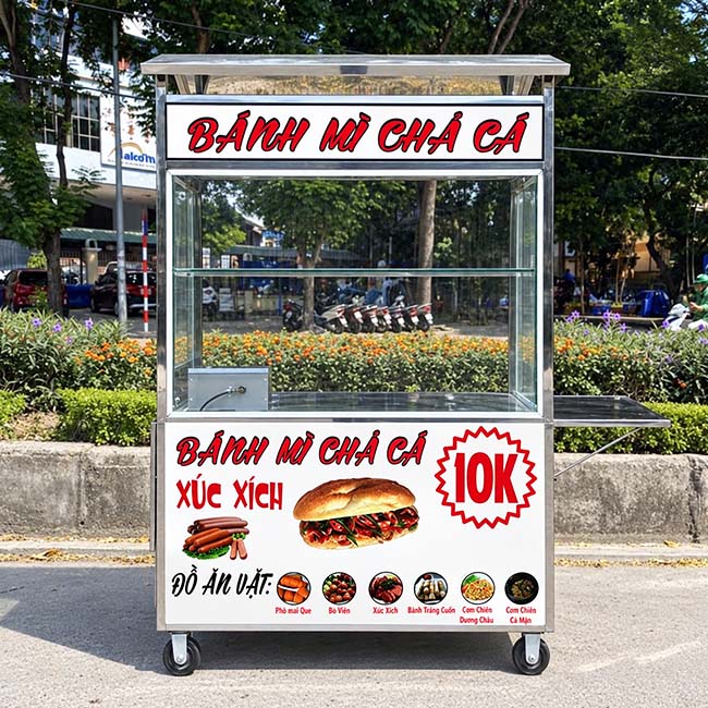 Quy trình đặt xe bánh mì chả cá mái chùa 1m