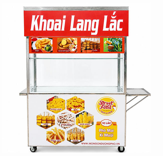 Thiết kế xe bán khoai lang lắc 1m5 giúp thu hút khách hàng