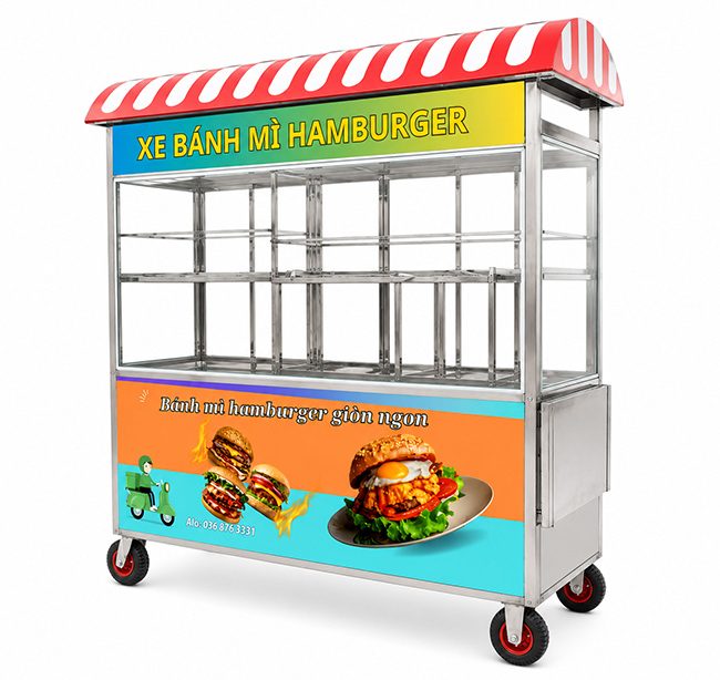 Ưu điểm xe bánh mì hamburger mái vòm 1m8