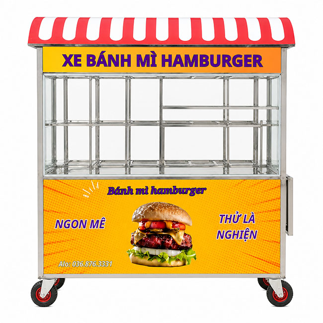 Ưu điểm xe bánh mì hamburger mái vòm 1m5