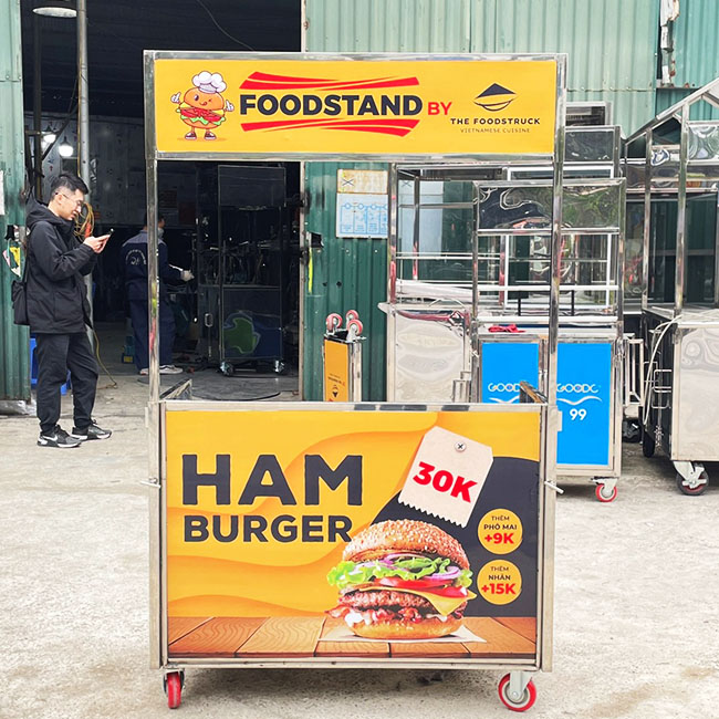 Xe bán bánh mì hamburger mái bằng phù hợp với mô hình nhỏ