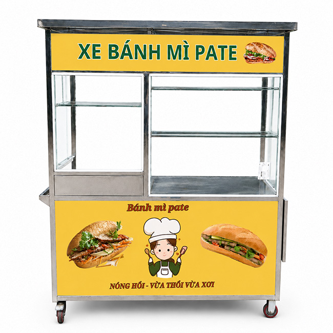 Xe bán bánh mì Pate mái bằng 1m8 XI-180-MB
