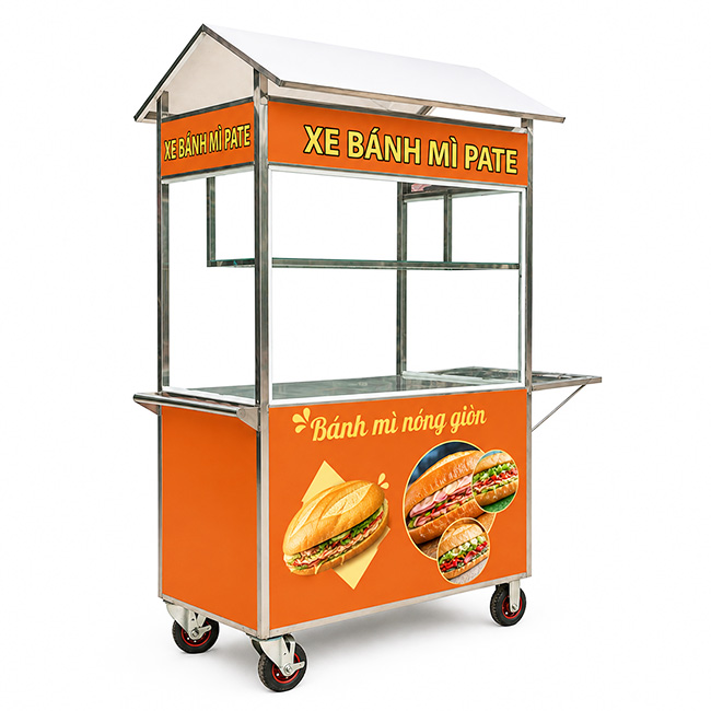 Xe bán bánh mì Pate mái chùa 1m8 XI-180-MA