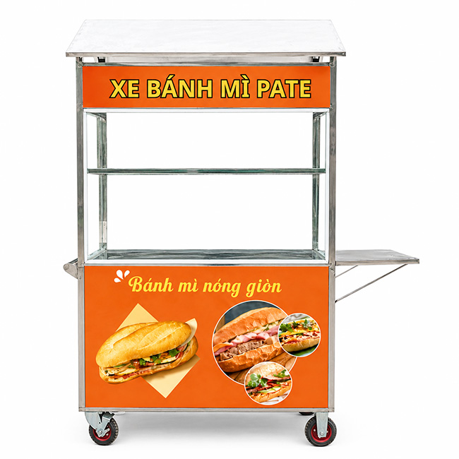 Xe bán bánh mì Pate mái chùa 1m8 XI-180-MA