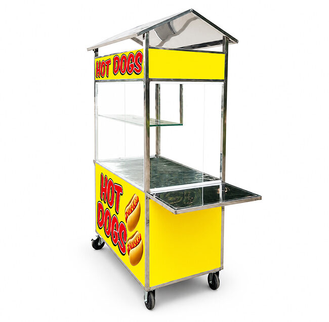 Xe bán Hot Dog 1m5 thiết kế mái chùa