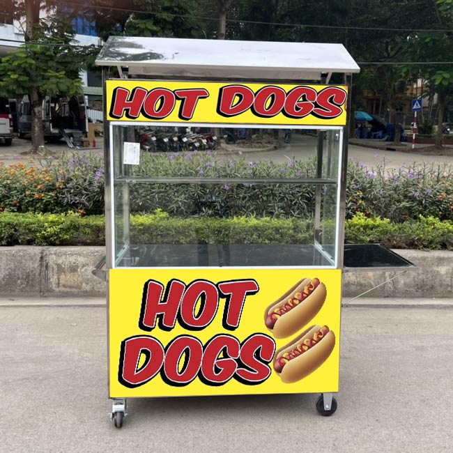 Xe bán Hot Dog 1m5 mái chùa V1500-C