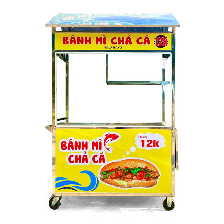 Xe bánh mì Chả Cá mái bằng 1m2 CC1200-C