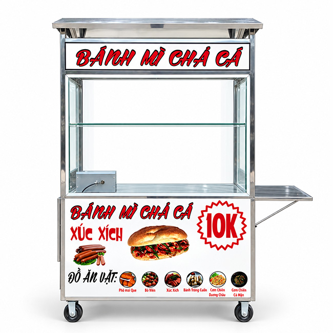Xe bánh mì Chả Cá mái chùa 1m XBM-CC1.0