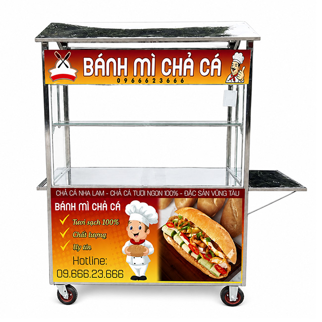 Xe bánh mì Chả Cá mái chùa 2m XBM-CC2.0