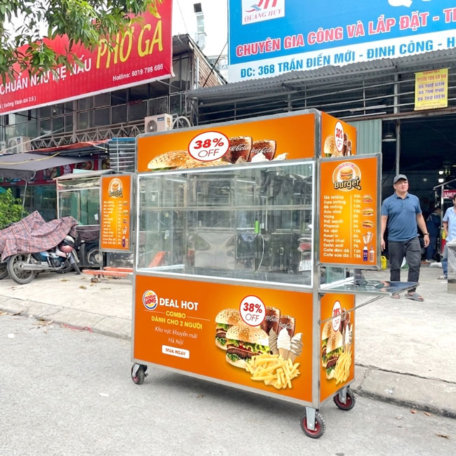 Xe Bánh Mì Hamburger Mái Bằng 1m5 XI-150-MB