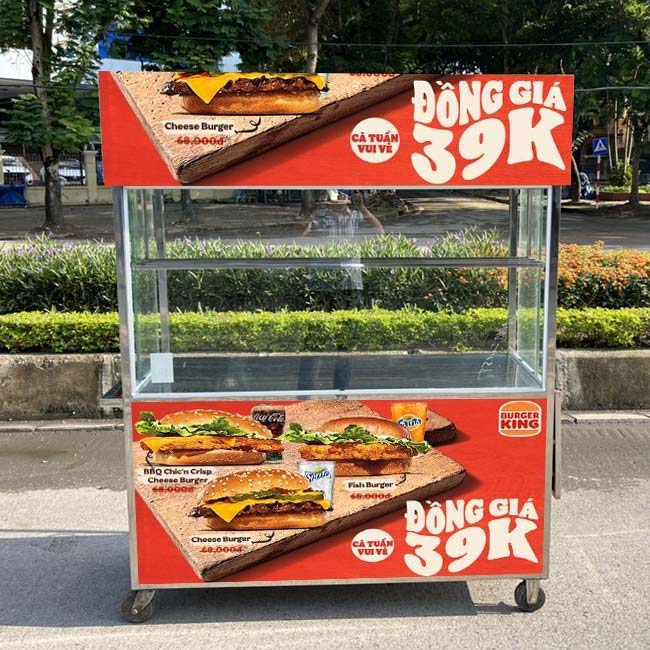 Xe bánh mì Hamburger mái bằng 2m H2000-B