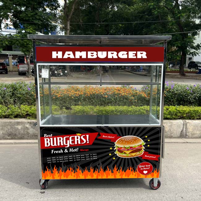 Xe bánh mì Hamburger mái bằng 1m8 H1800-B