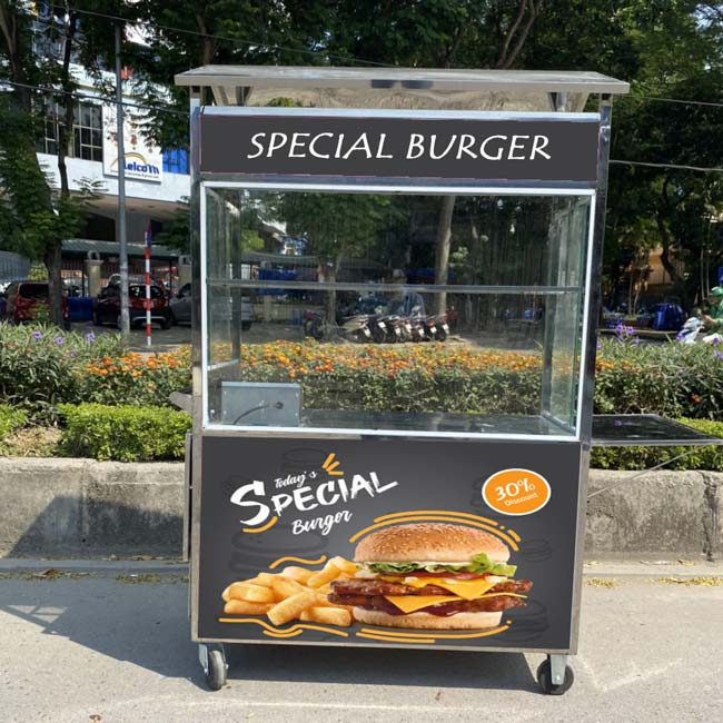 Xe bánh mì Hamburger mái chùa 1m5 H1500-C