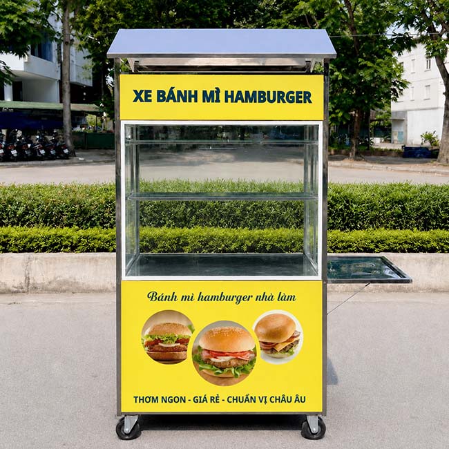 Xe bánh mfi hamburger mái chùa 90cm thiết kế ấn tượng