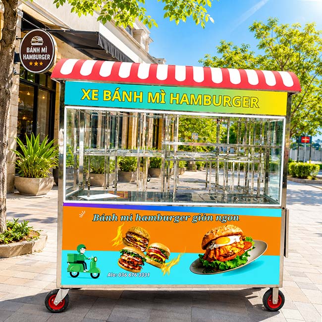 Xe bánh mì mái vòm hamburger 1m8 phù hợp với những ai