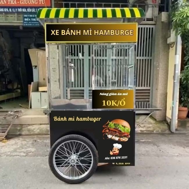 Xe bánh mì Hamburger mái vòm 90cm H900-V