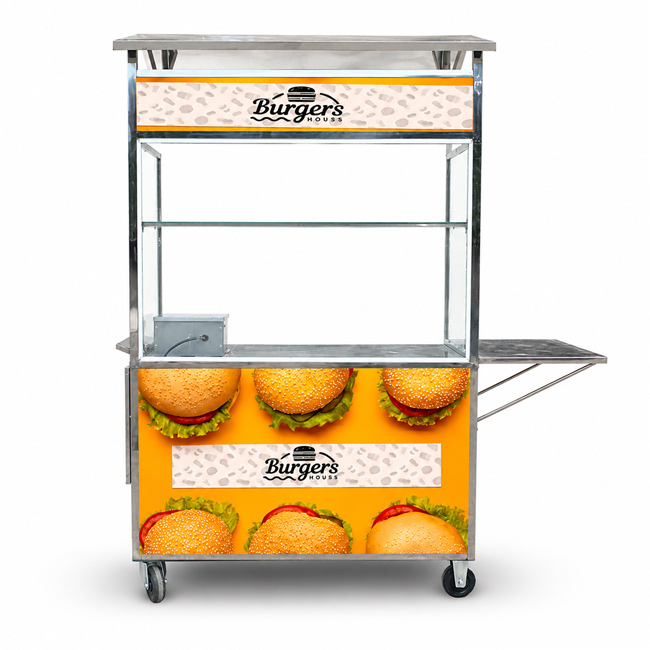 Xe bánh mì inox Hamburger mái chùa 1m2 XI-120-MA