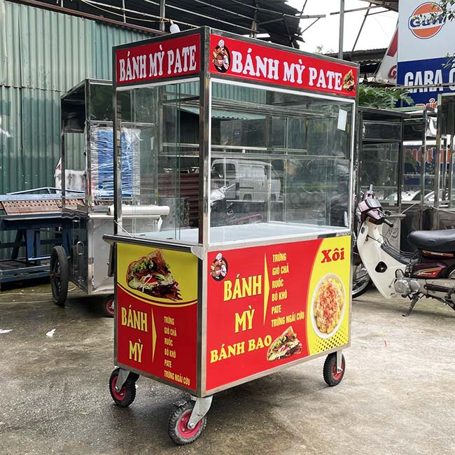 Xe bánh mì pate 1m mái bằng hỗ trợ xây dựng thương hiệu cá nhân