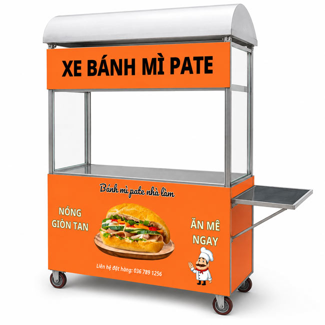 Xe bánh mì Pate mái vòm 1m8 XI-180-MV