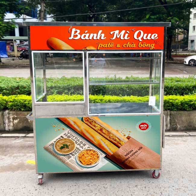 Xe bánh mì que 2m mái bằng giá tốt